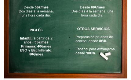 Inglés, repaso, psicopedagogía y mediación