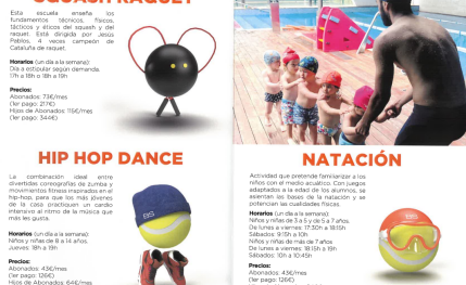 Clases de tenis, pádel, natación, artes marciales