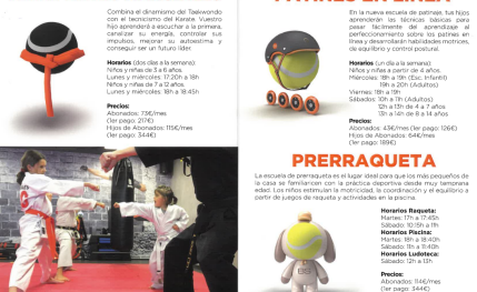 Clases de tenis, pádel, natación, artes marciales